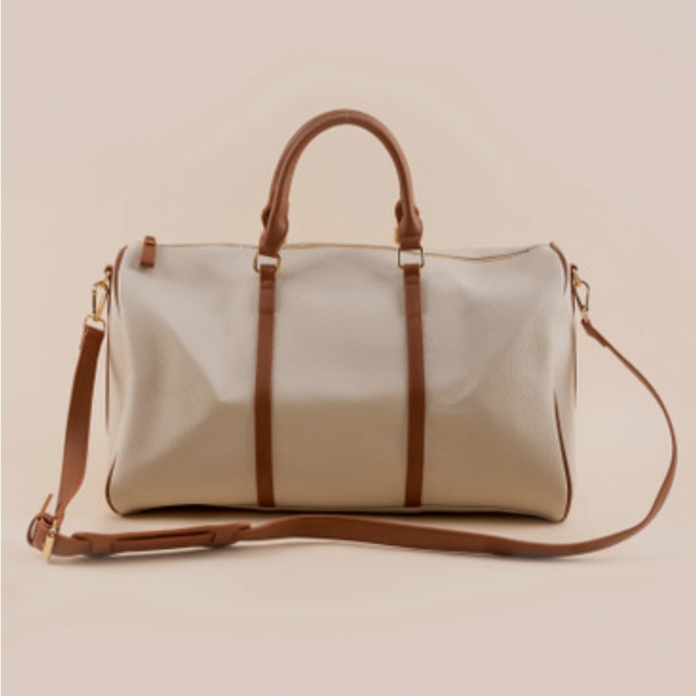 NEW Cream and Tan Women's Bag weekender duffle (Francesca’s)